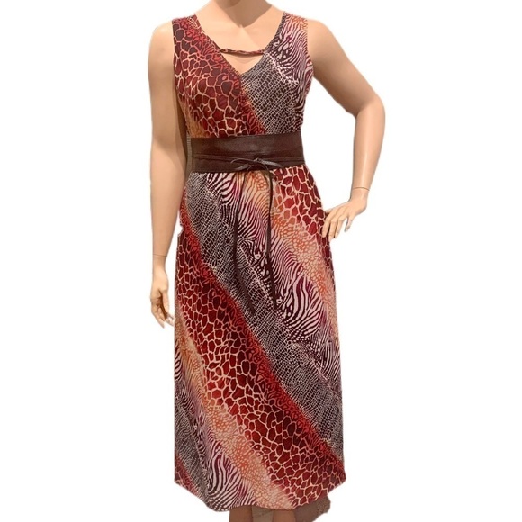 Igigi Nichol Maxi Dress Plus Size 14 Animal Print V-Neck Sleeveless Bra-Friendly - Picture 2 of 15